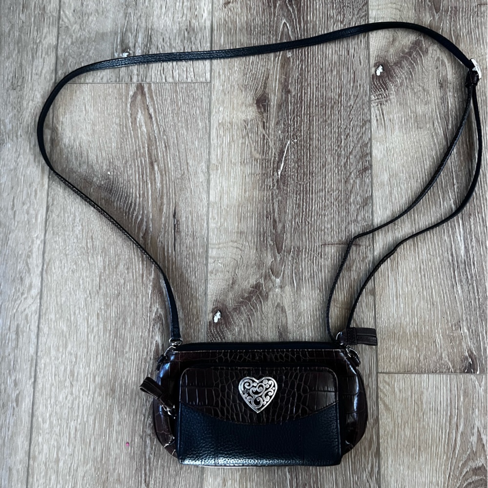 Brighton crossbody brown and black croc bag